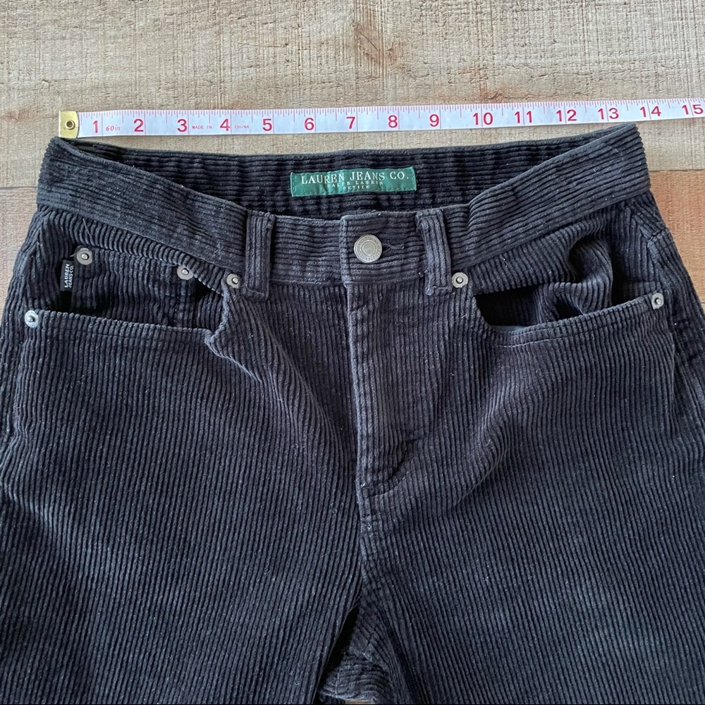 Lauren Jeans Co Corduroy Classic Straight Leg Black Pants Petite Size 2 - Picture 5 of 6